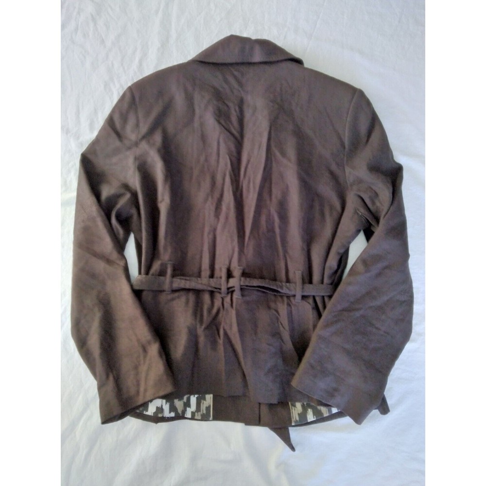 Ted Lapidus Blazer Linen Blend Belted Brown Womens Size FR 46 US 12 - Picture 9 of 10